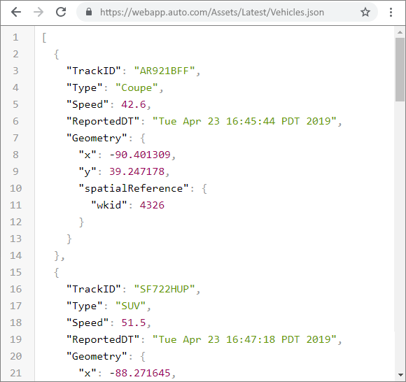 JSON 配列として整理されたイベント データ JSON 配列として整理されたイベント データ